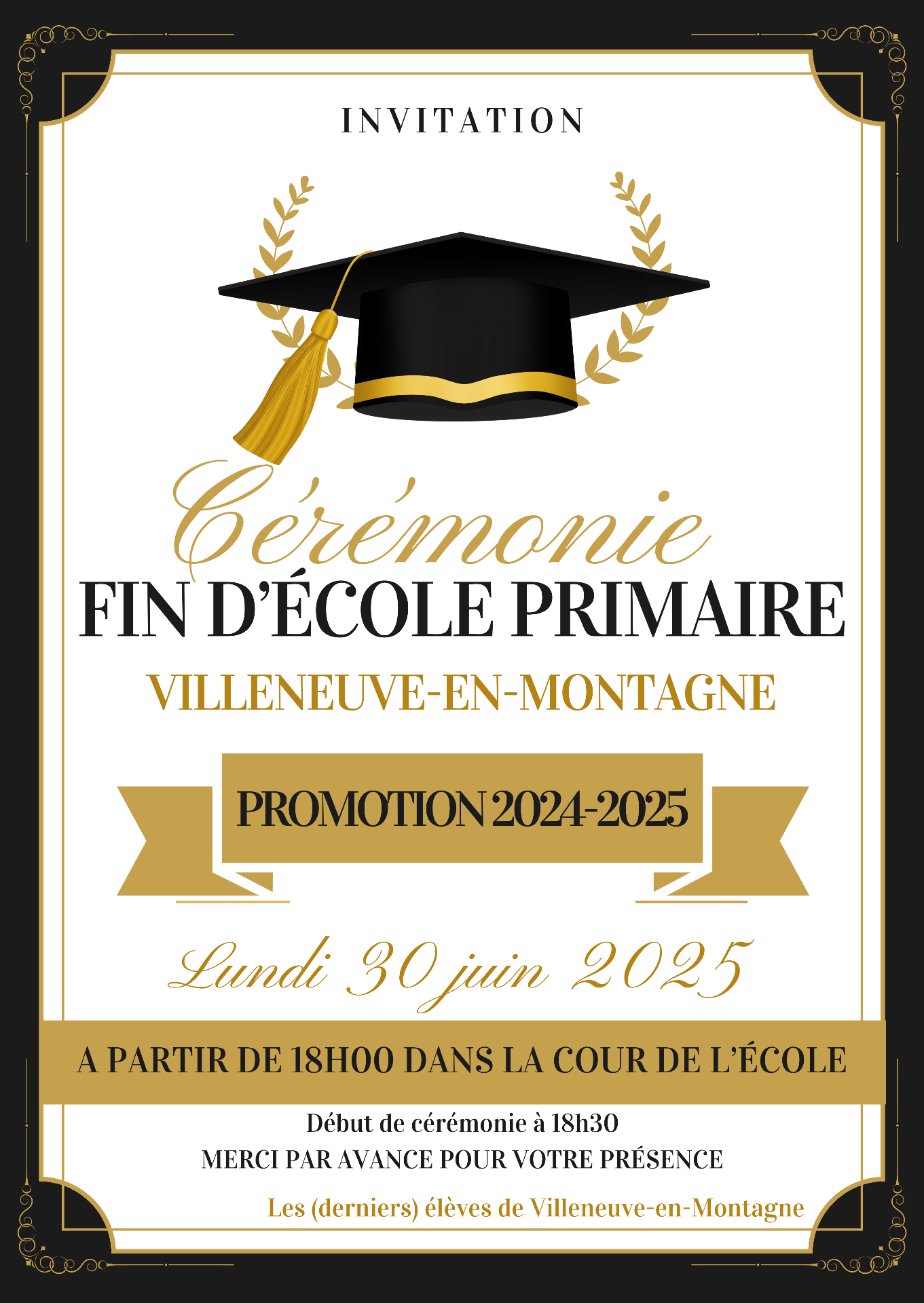 cérémonie de fin d’école primaire